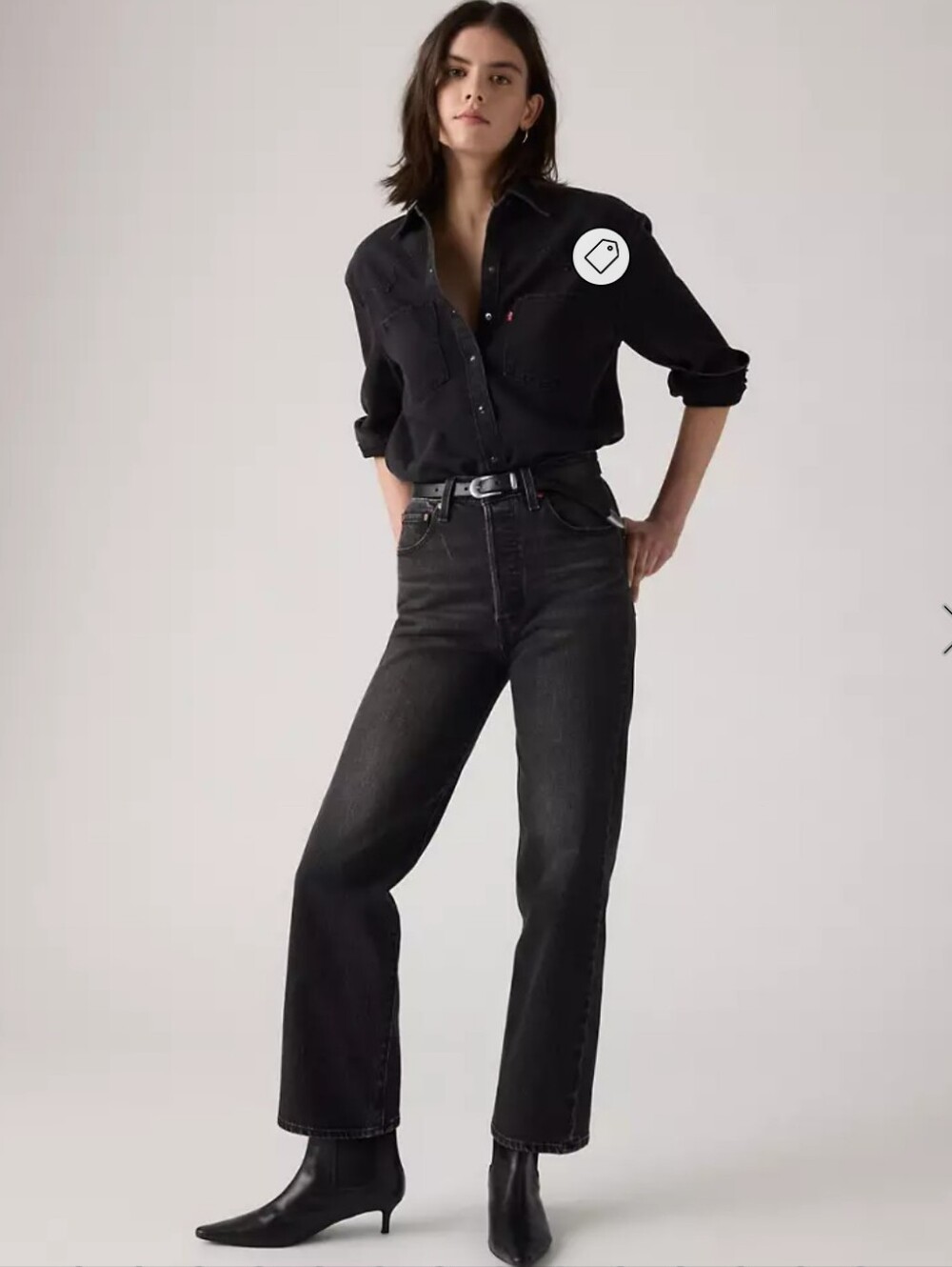 Levi's Ribcage Straight Black Women's Jeans with Button-Fly